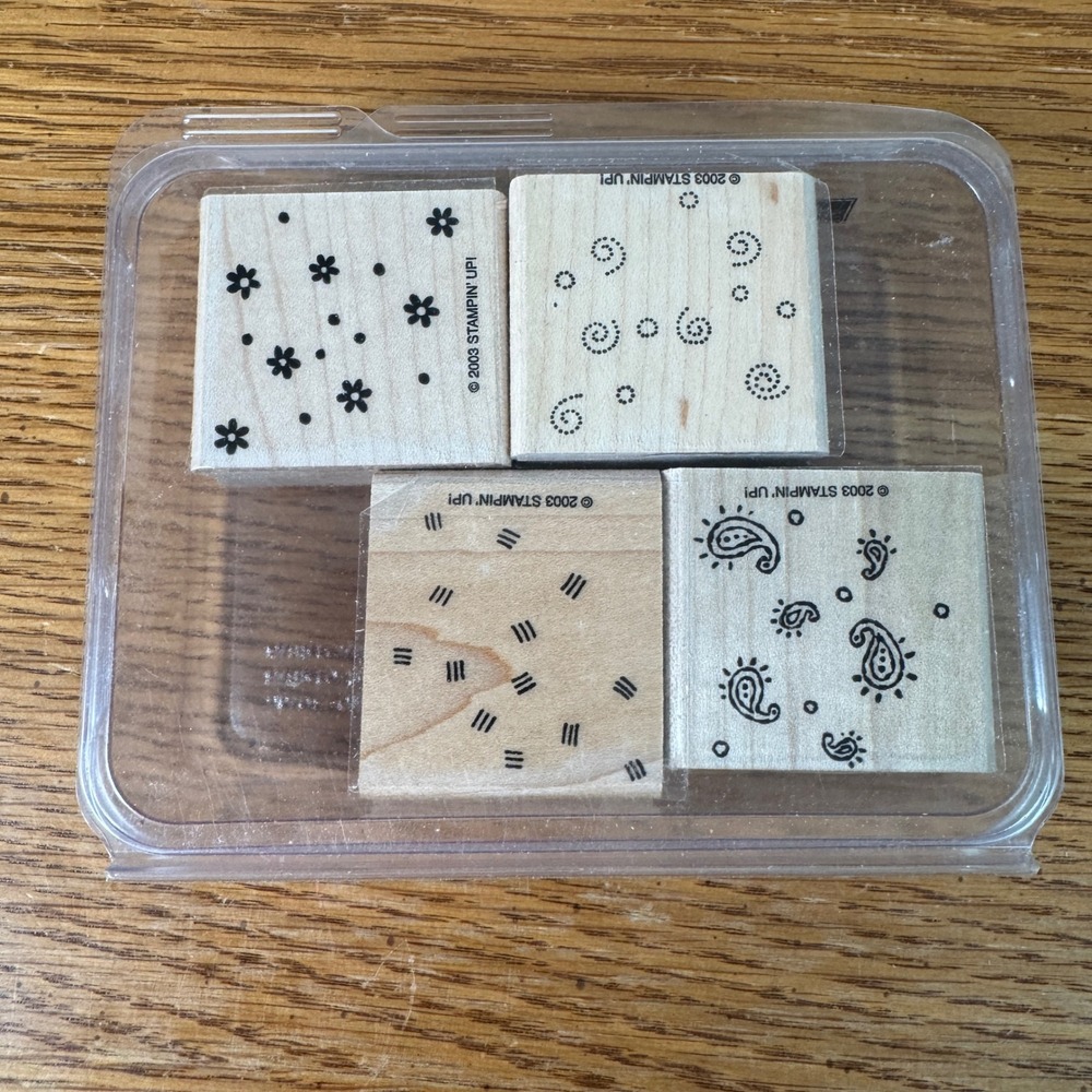 Stampin‎ Up Fresh Filler Wood Mount Rubber Stamps Set of 4 Floral Paisley 2003